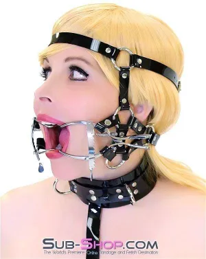 0587A-SIS      Wide Open Pretty Sissy Boi Trainer Style Adjustable Mouth Spreader Fetish Services Gag