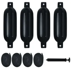 23" 4 Pack Hand Inflatable Marine Bumper Boat Fenders-Black