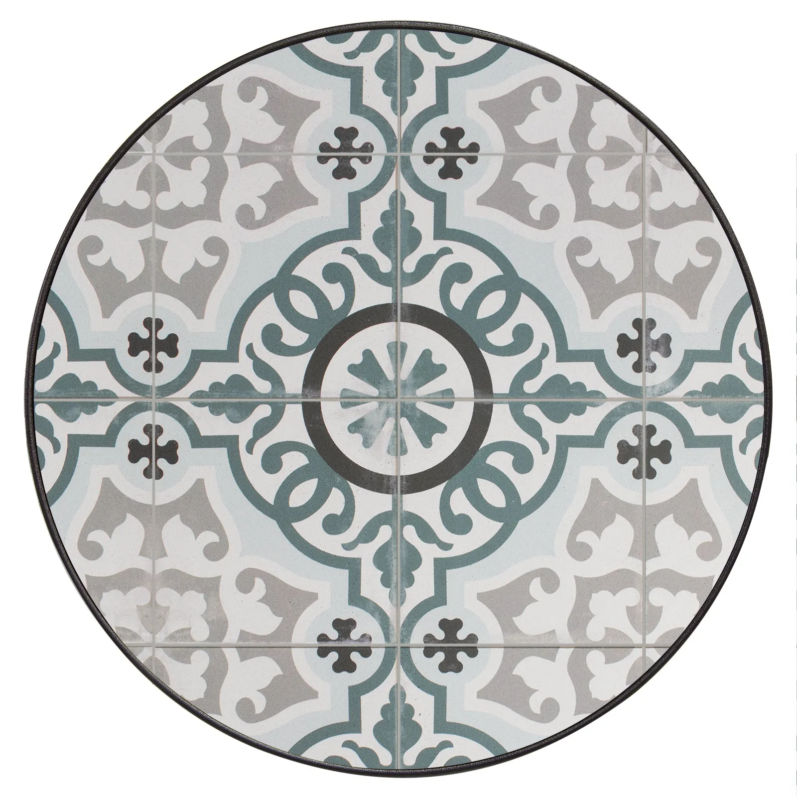 24" Round PorcelainTop Table with Aluminum Rim by Ow Lee.