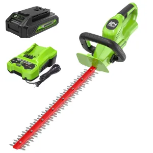 24V 22" Cordless Battery Hedge Trimmer w/ 1.5 Ah USB Battery & Charger