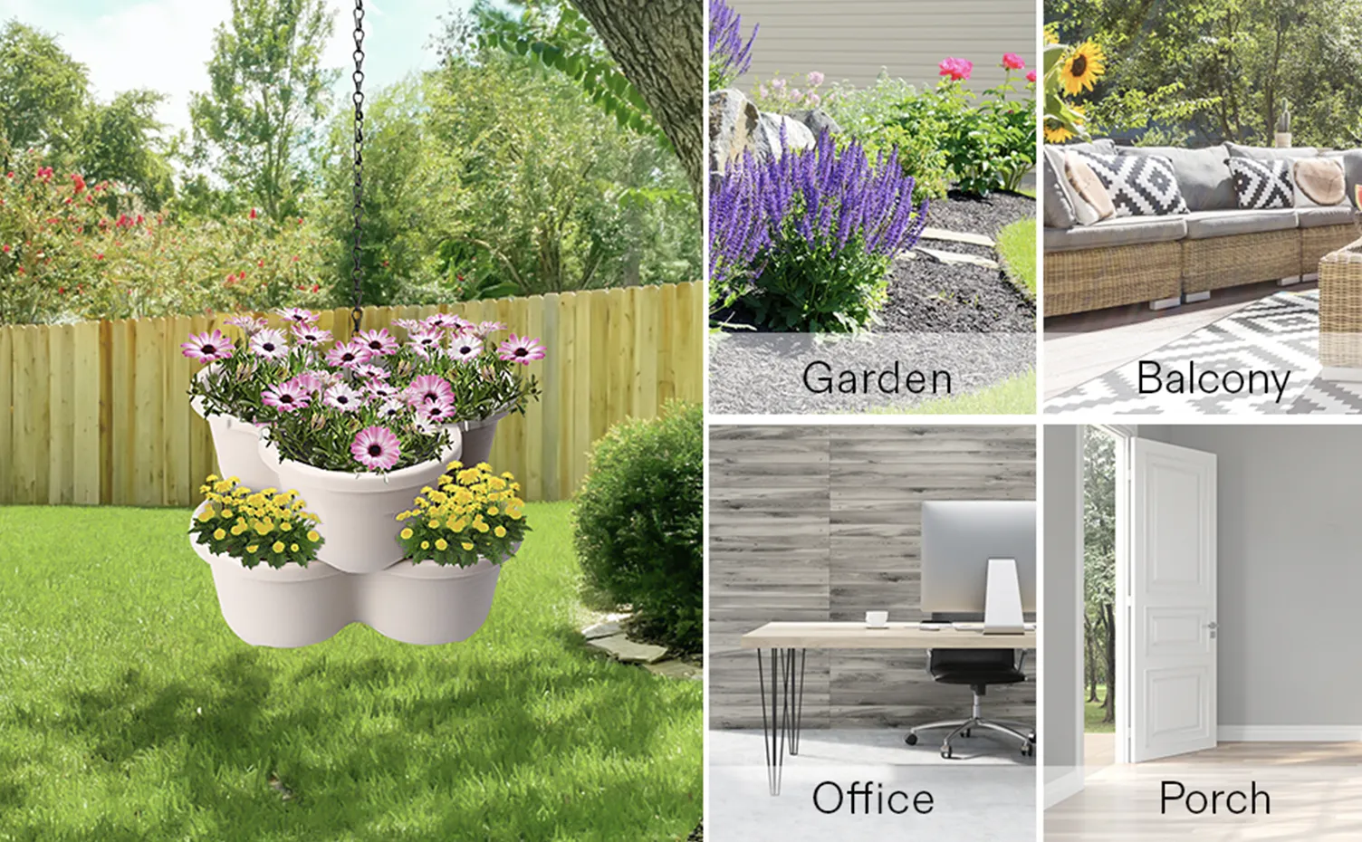 3 Tier Vertical Stackable Planter for Flowers Herbs Vegetables-White