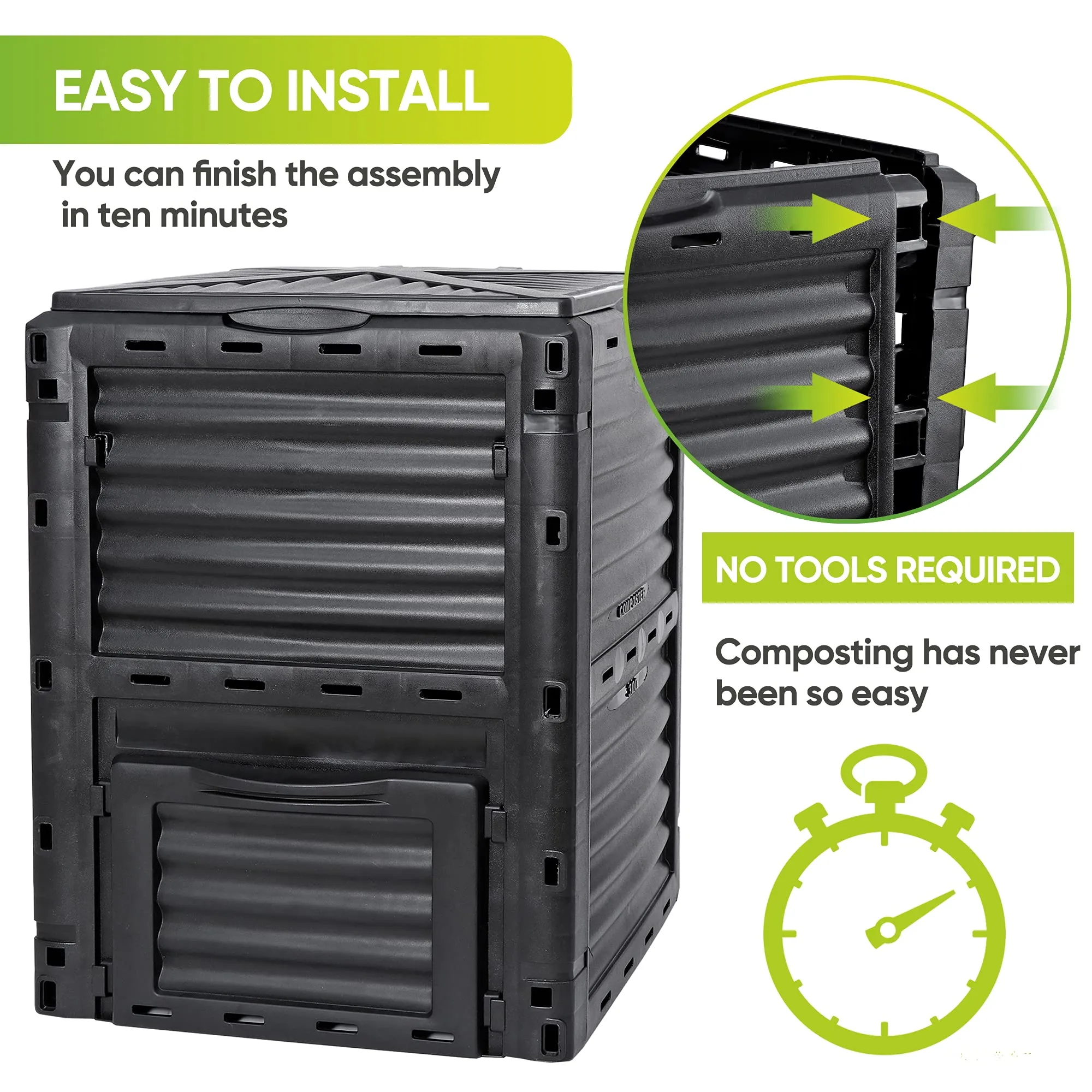 300L Large Garden Outdoor Compost Bin Composter | BPA Free Compost Barrel