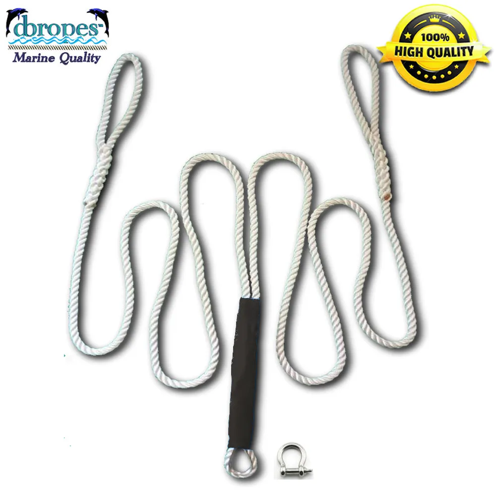 3/4" X 15' Three Strand Double Anchor Shock System Line, Anchor Snubber Bridle with SS thimble and Shackle