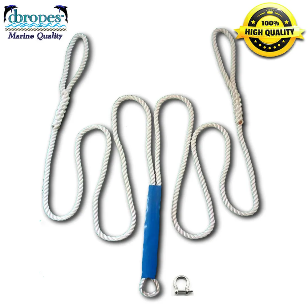 3/4" X 15' Three Strand Double Anchor Shock System Line, Anchor Snubber Bridle with SS thimble and Shackle