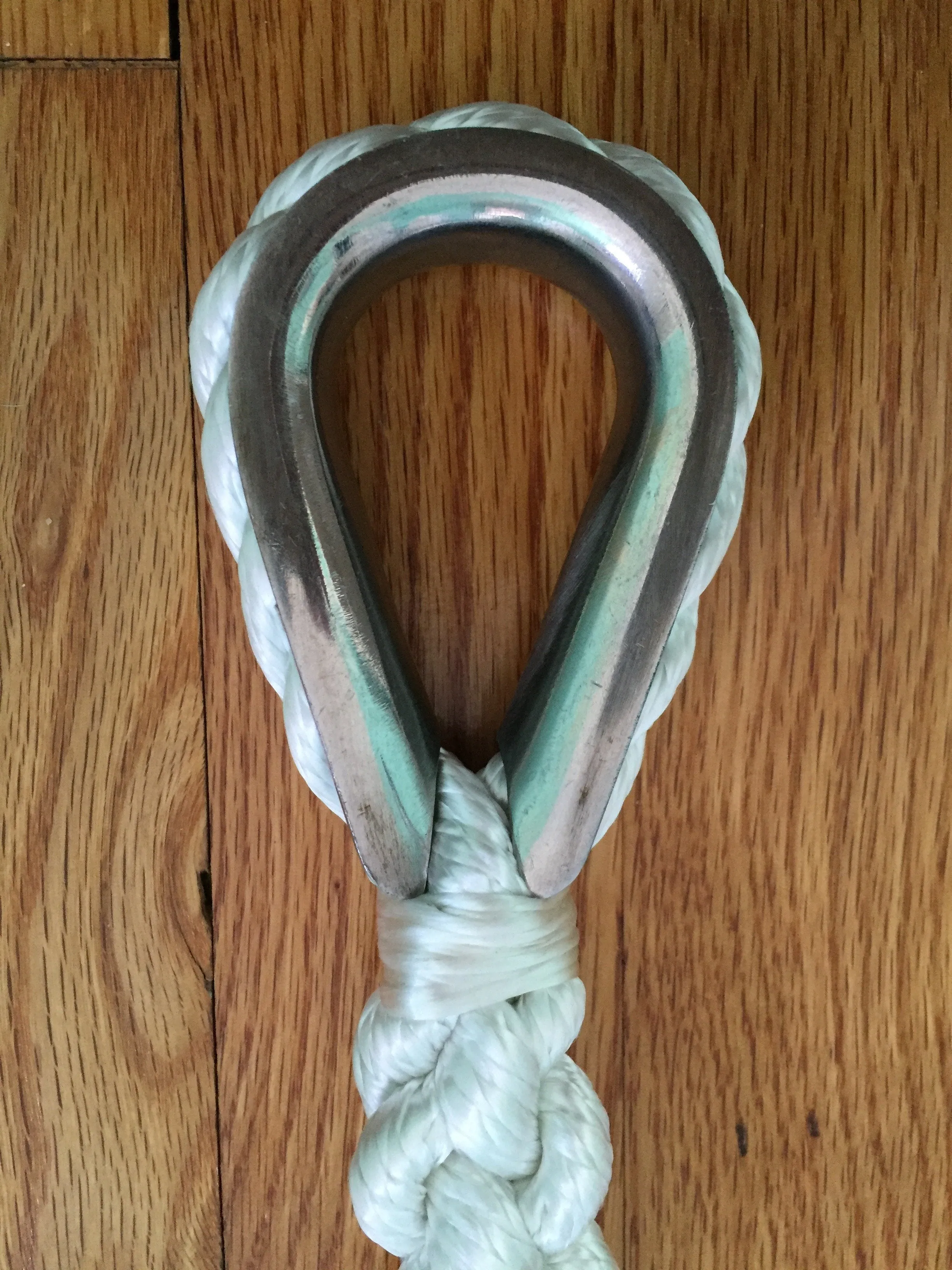 3/4" X 16' Three Strand Double Mooring Pendant 100% Nylon Rope (9ft   2lines of 7ft) with  Stainless Steel Thimble, 2 Chafe Guards, and Float System