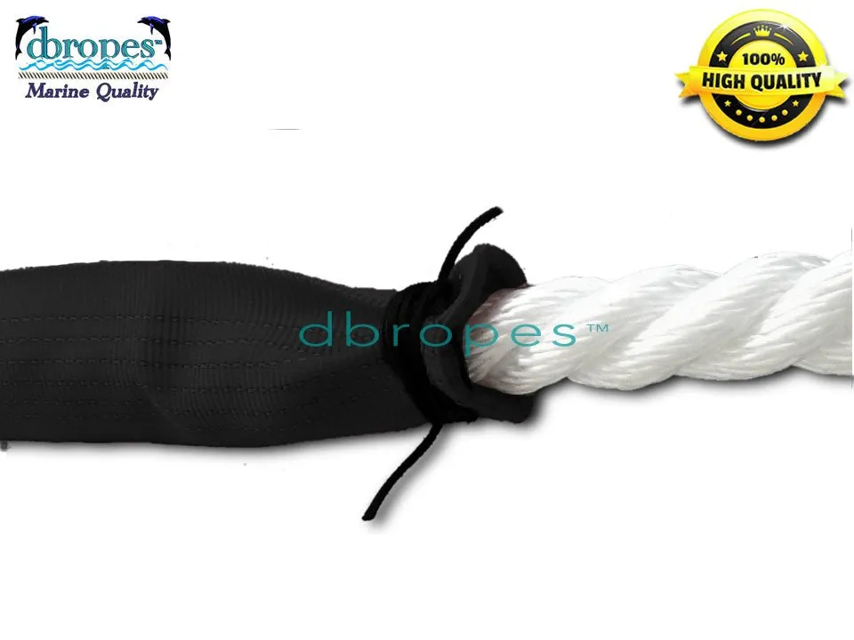 3/4" X 16' Three Strand Double Mooring Pendant 100% Nylon Rope (9ft   2lines of 7ft) with  Stainless Steel Thimble, 2 Chafe Guards, and Float System