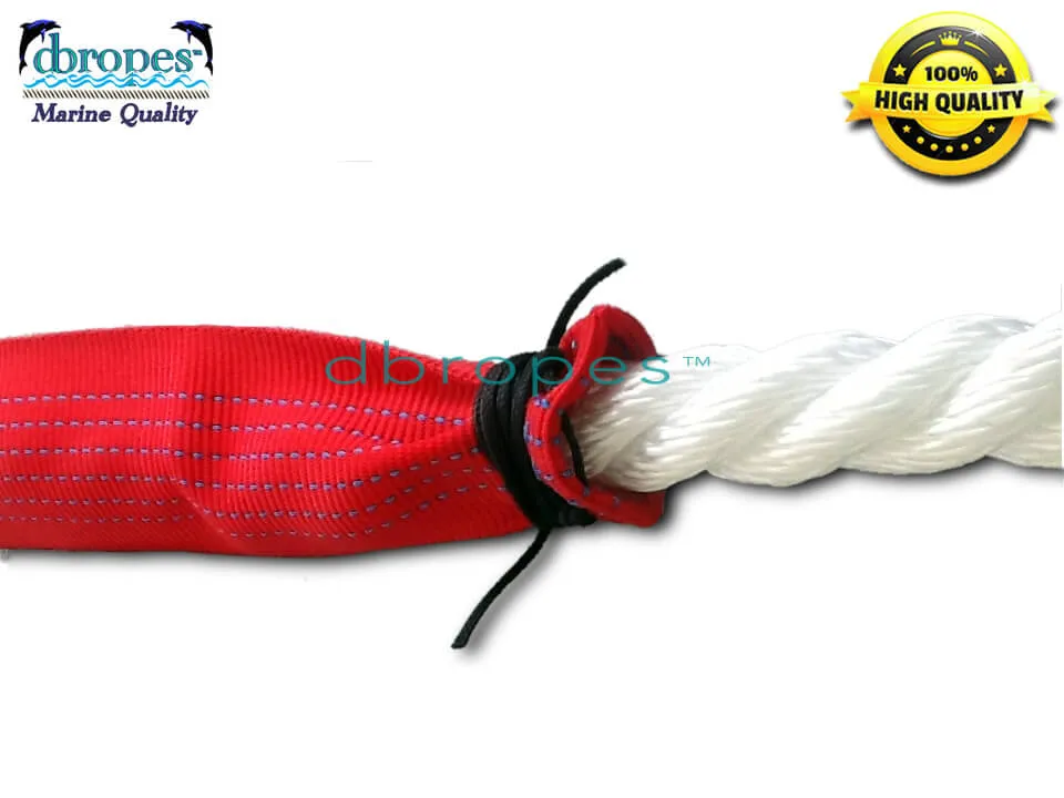 3/4" X 16' Three Strand Double Mooring Pendant 100% Nylon Rope (9ft   2lines of 7ft) with  Stainless Steel Thimble, 2 Chafe Guards, and Float System