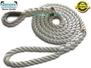 3/4" X 16' Three Strand Mooring Pendant 100% Nylon Rope with Thimble. (Tensile Strength 13800 Lbs.) Made in USA. FREE EXPEDITED SHIPPING