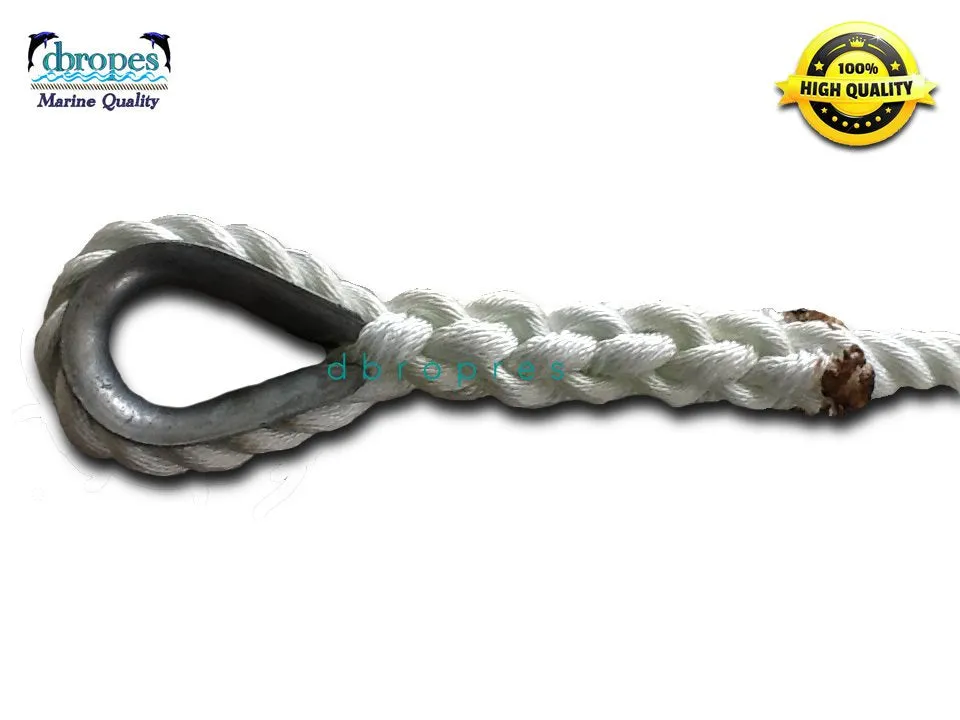 3/4" X 16' Three Strand Mooring Pendant 100% Nylon Rope with Thimble. (Tensile Strength 13800 Lbs.) Made in USA. FREE EXPEDITED SHIPPING