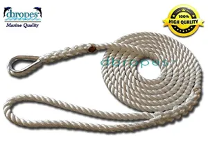 3/8" X 6' Three Strand Mooring Pendant 100% Nylon Rope with SS Thimble. (Tensile Strength 3800 Lbs.) Made in USA. FREE EXPEDITED SHIPPING