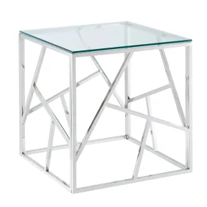 55Cm Square Glass Space Saving Modern Metal End Table Cs-05-1