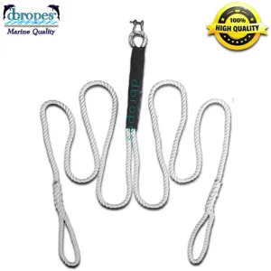 5/8" X 12' Three Strand Anchor Snubber Line Bridle with Galvanized or SS Shackle