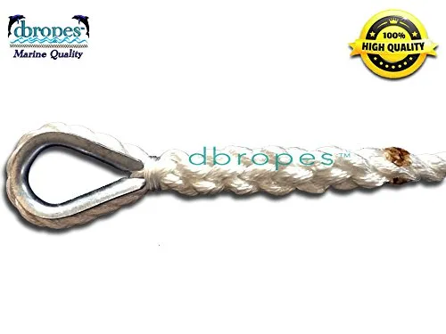 5/8" X 15' Three Strand Mooring Pendant 100% Nylon Rope with 2 Galvanized or SS Thimbles. Made in USA.