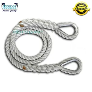 5/8" X 8' Three Strand Mooring Pendant 100% Nylon Rope with 2 Galvanized or SS Thimbles. Made in USA.
