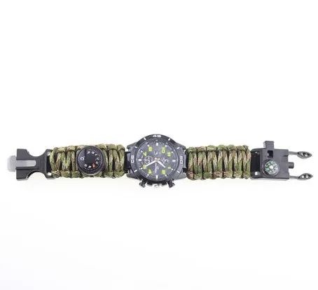 6 En 1 Tcticos Al Aire Libre EDC Supervivencia Ajustable Pulsera Brjula Rescate Paracord Camping Equipment Herramientas