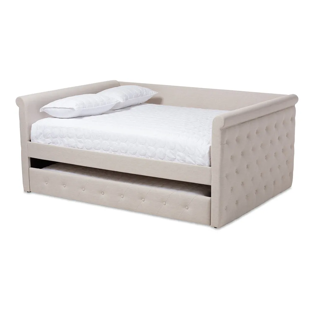 Alena Dark Grey Fabric Upholstered Full Size Daybed with Trundle