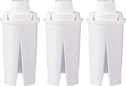 Amazon Basics Replacement Water Filters for Pitchers, Compatible with Brita Water Pitchers & Drinking Water Filter Systems, BPA-Free, WQA & NSF Certified, Made in Europe, 6 Month Filter Supply, 3-Pack