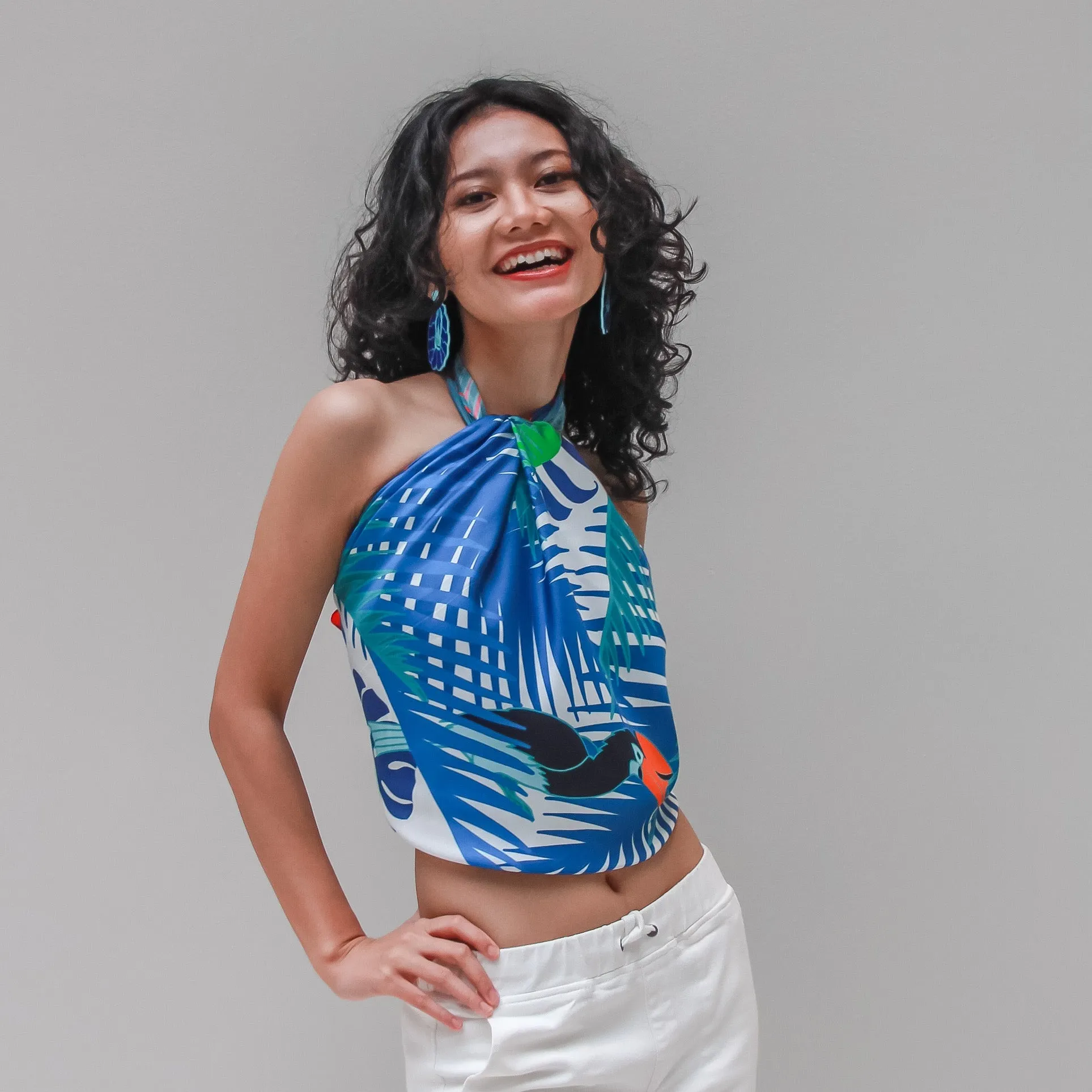 Avian Wonders of Singaporean Islands  Satin Scarf