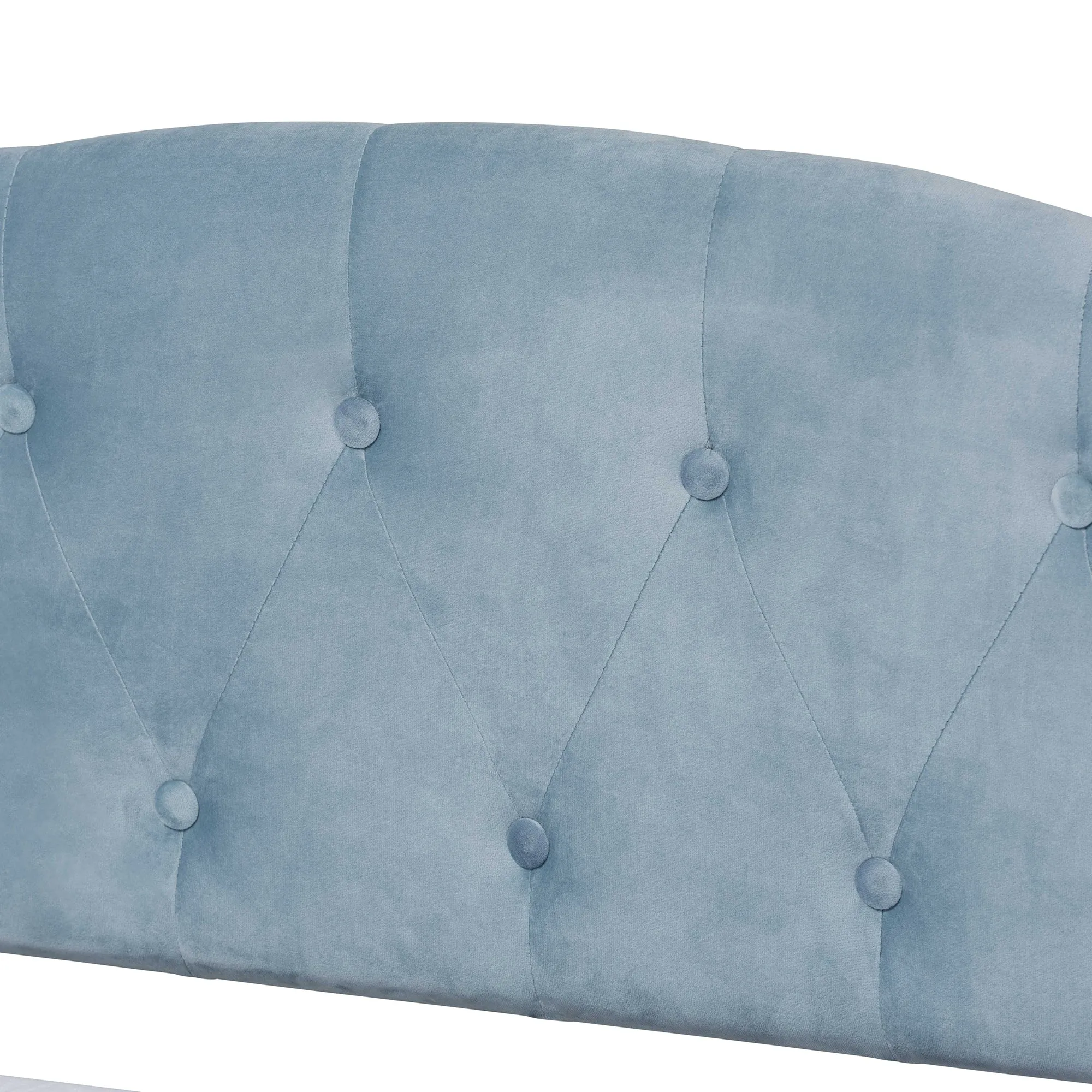 Baxton Studio Benjamin Modern and Contemporary Light Blue Velvet Fabric Upholstered and Dark Brown Finished Wood Full Size Daybed