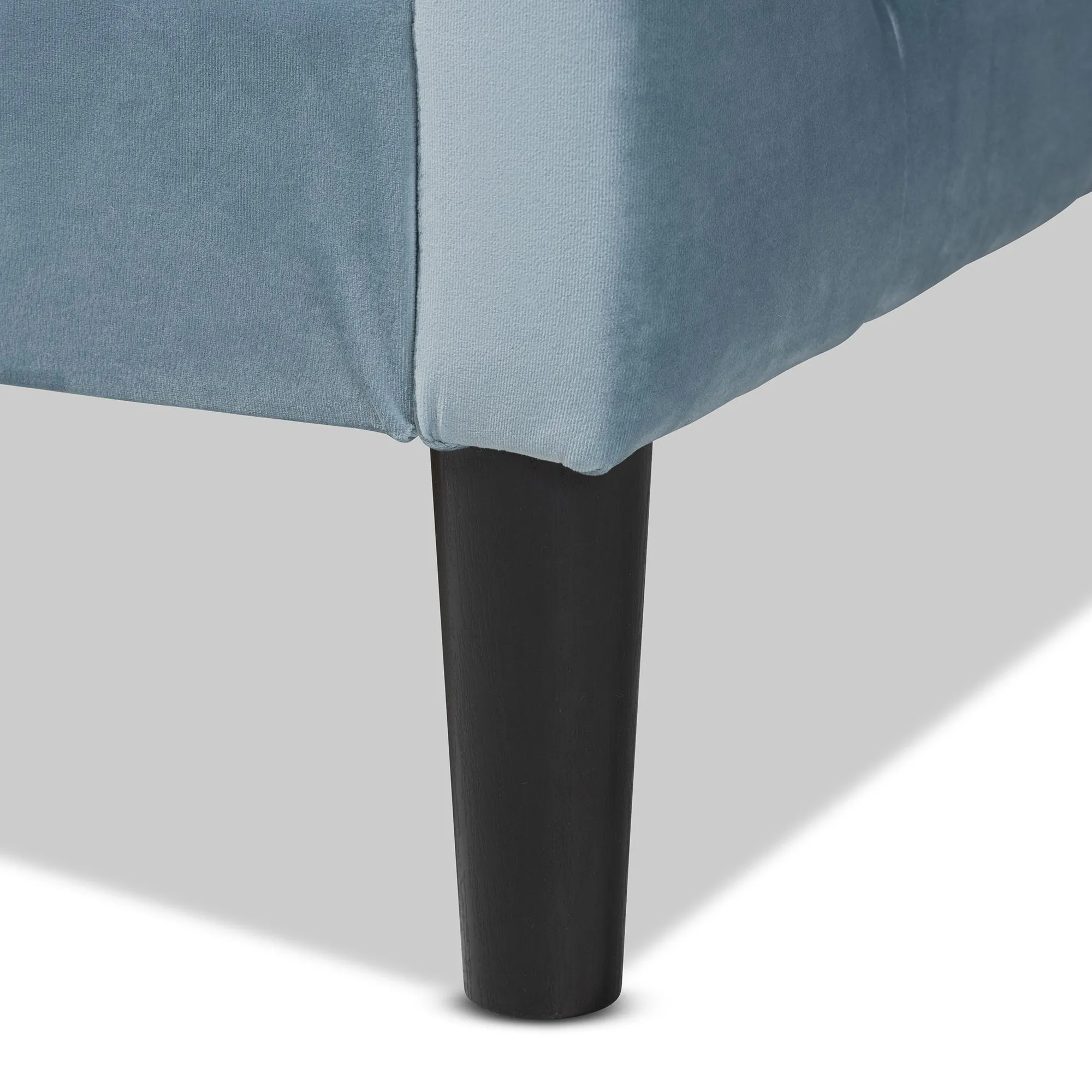 Baxton Studio Benjamin Modern and Contemporary Light Blue Velvet Fabric Upholstered and Dark Brown Finished Wood Full Size Daybed