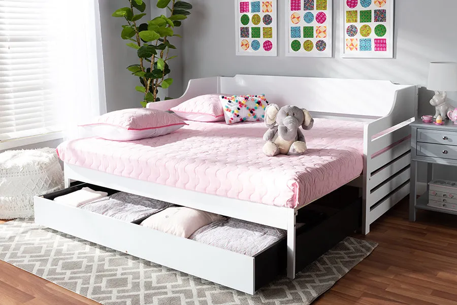 Baxton Studio Jameson Modern and Transitional White Finished Expandable Twin Size to King Size Daybed with Storage Drawer