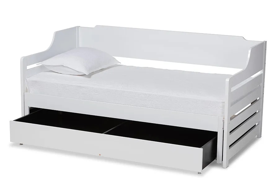 Baxton Studio Jameson Modern and Transitional White Finished Expandable Twin Size to King Size Daybed with Storage Drawer