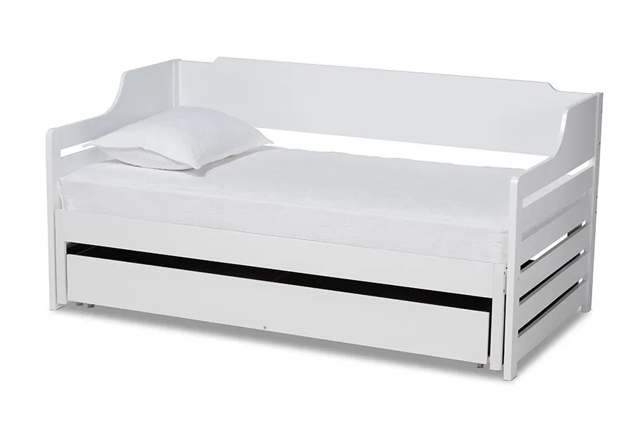 Baxton Studio Jameson Modern and Transitional White Finished Expandable Twin Size to King Size Daybed with Storage Drawer