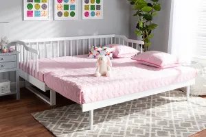 Baxton Studio Muriel Modern and Transitional White Finished Wood Expandable Twin Size to King Size Spindle Daybed