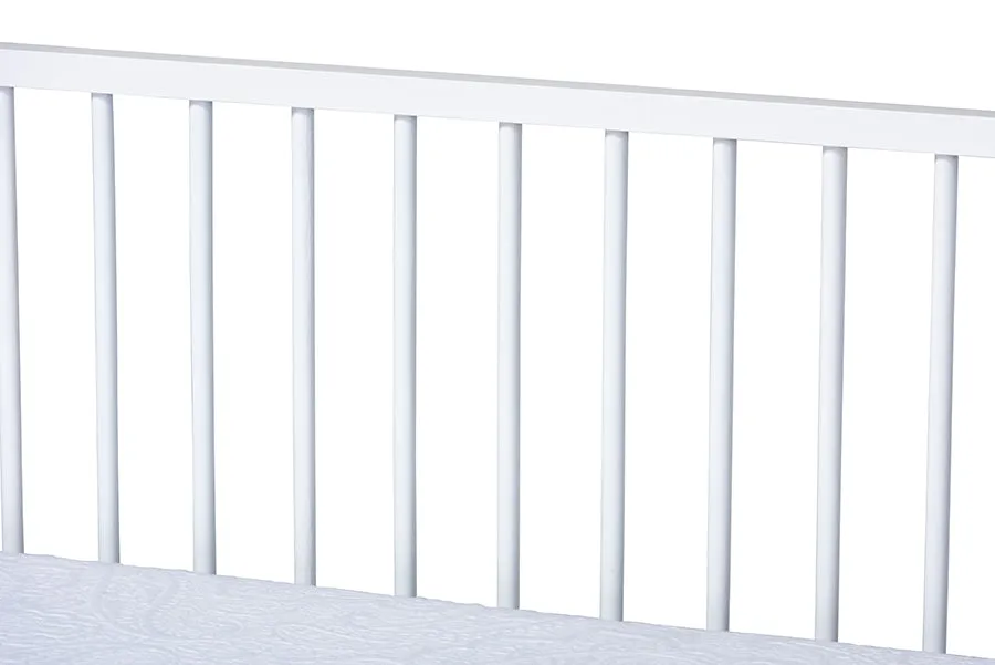 Baxton Studio Renata Classic and Traditional White Finished Wood Twin Size Spindle Daybed with Trundle
