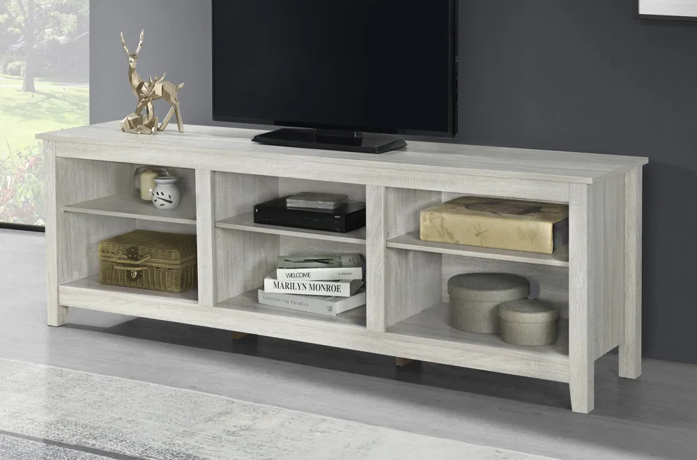 Beachwood White Wood Storage TV Stand - Designed For Large TVs- Model #789