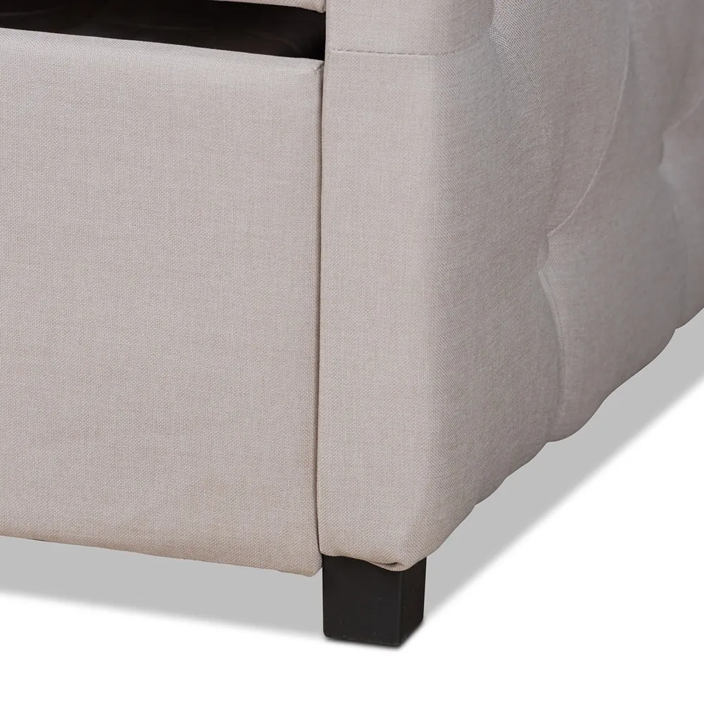 Becker Beige Fabric Upholstered Queen Size Daybed With Trundle