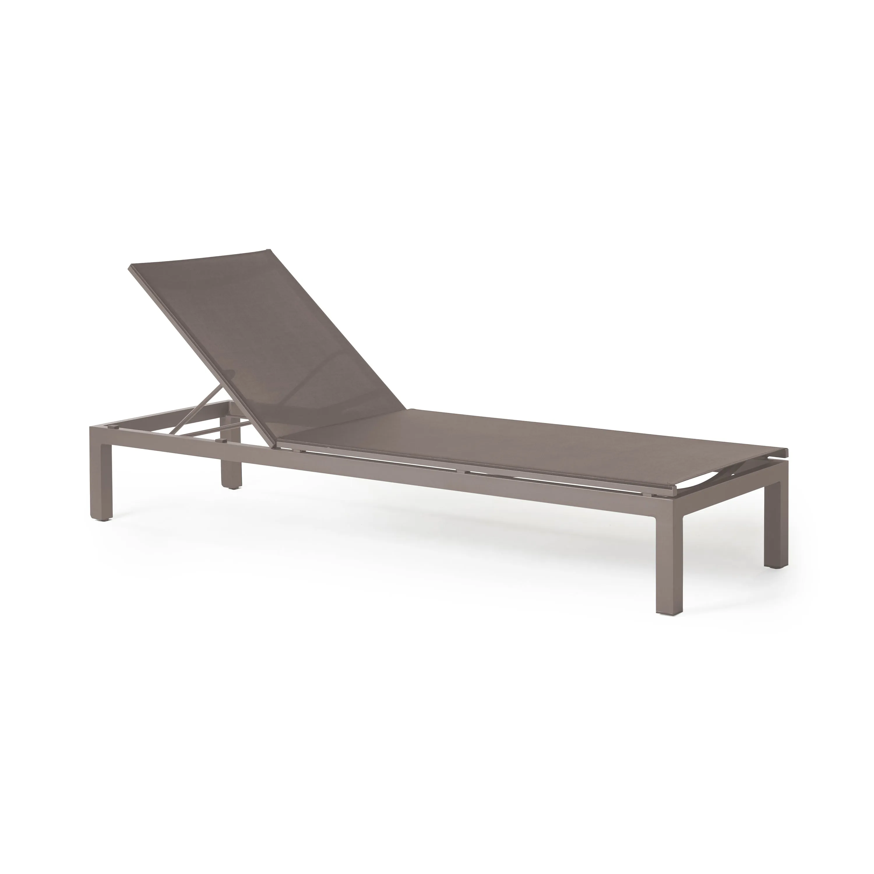 Belvedere Chaise in Quartz Grey Aluminum and Latte Mesh