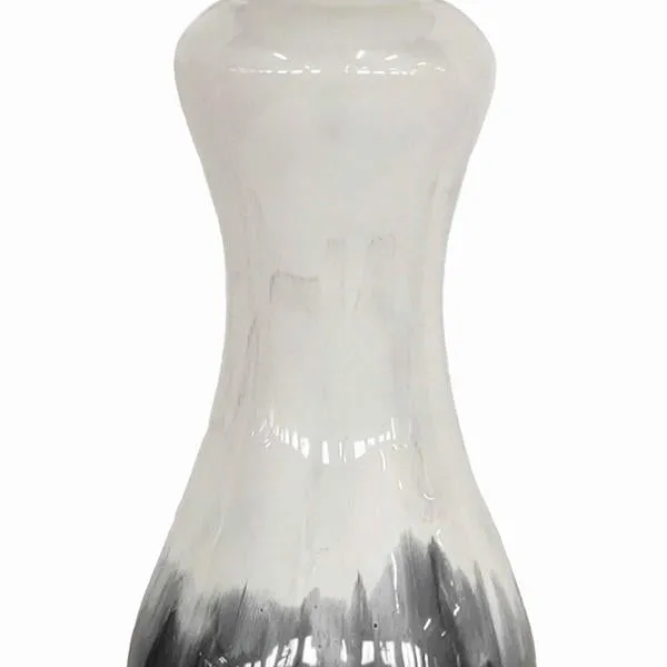 Benzara 19 Inch Glass Candle Holder with Turned Pedestal Design, Set of 2, White