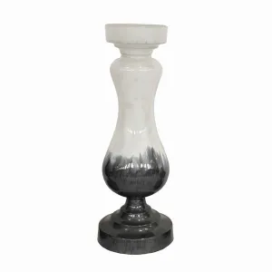 Benzara 19 Inch Glass Candle Holder with Turned Pedestal Design, Set of 2, White