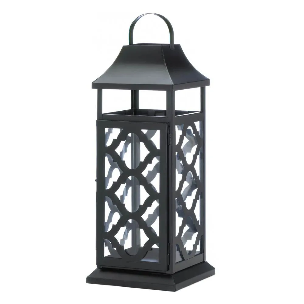 Black Damask Candle Lantern