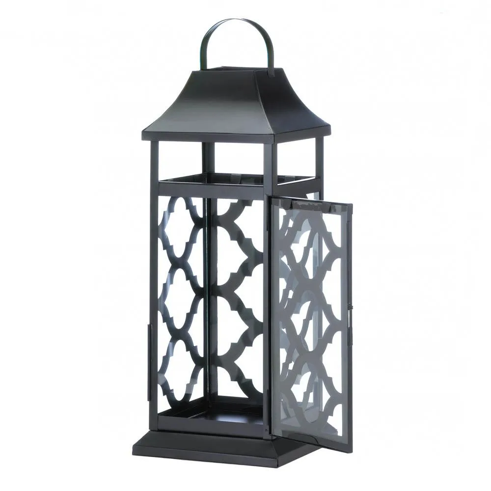 Black Damask Candle Lantern