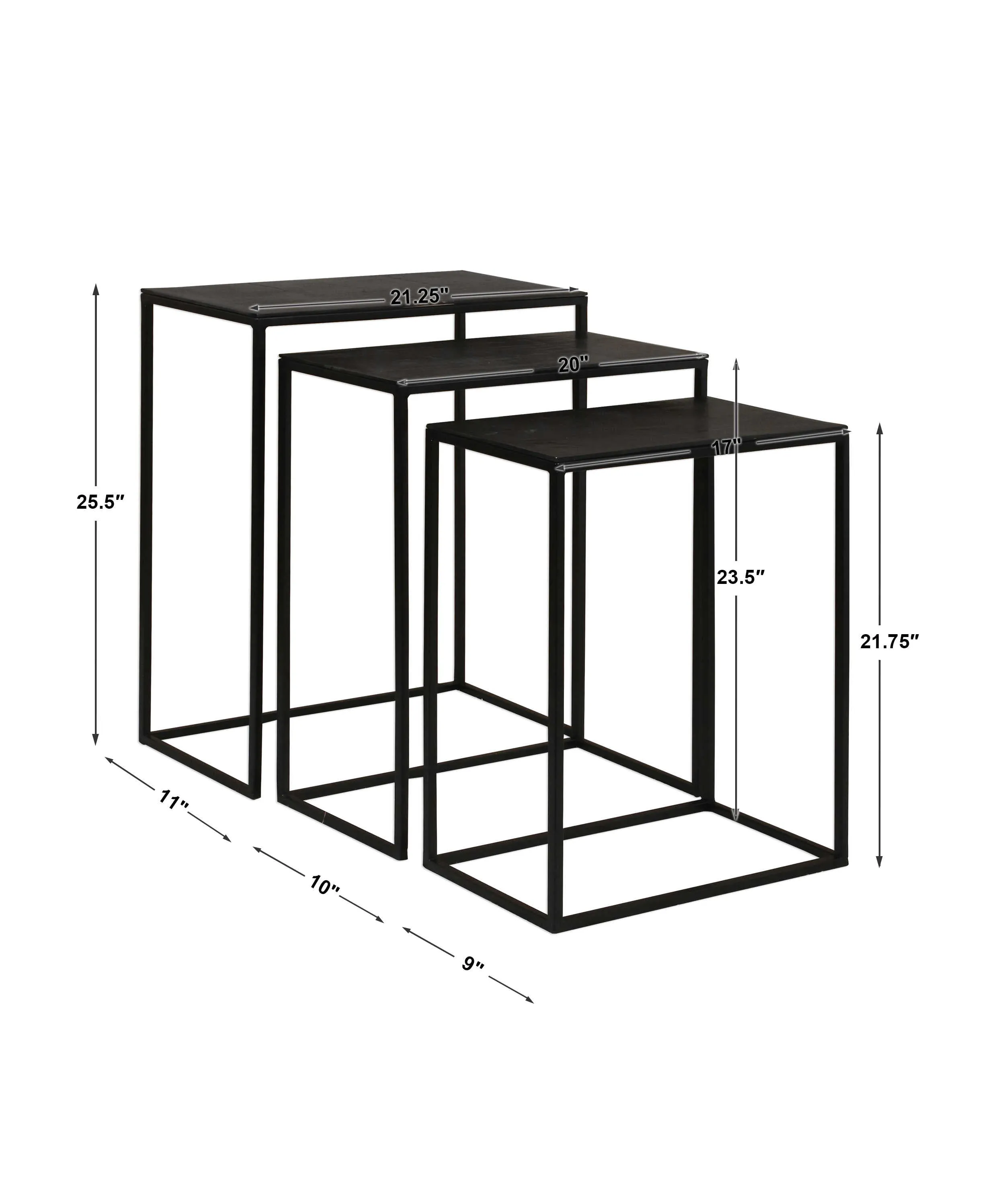 Coreene Iron Nesting Tables Set of 3