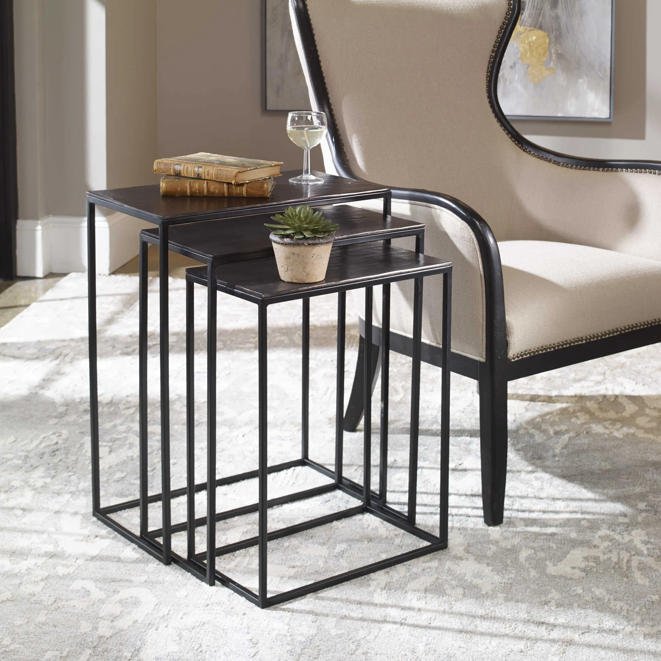 Coreene Iron Nesting Tables Set of 3