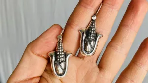 Corn Earrings. Maize. Sterling Silver. Taxco, Mexico.