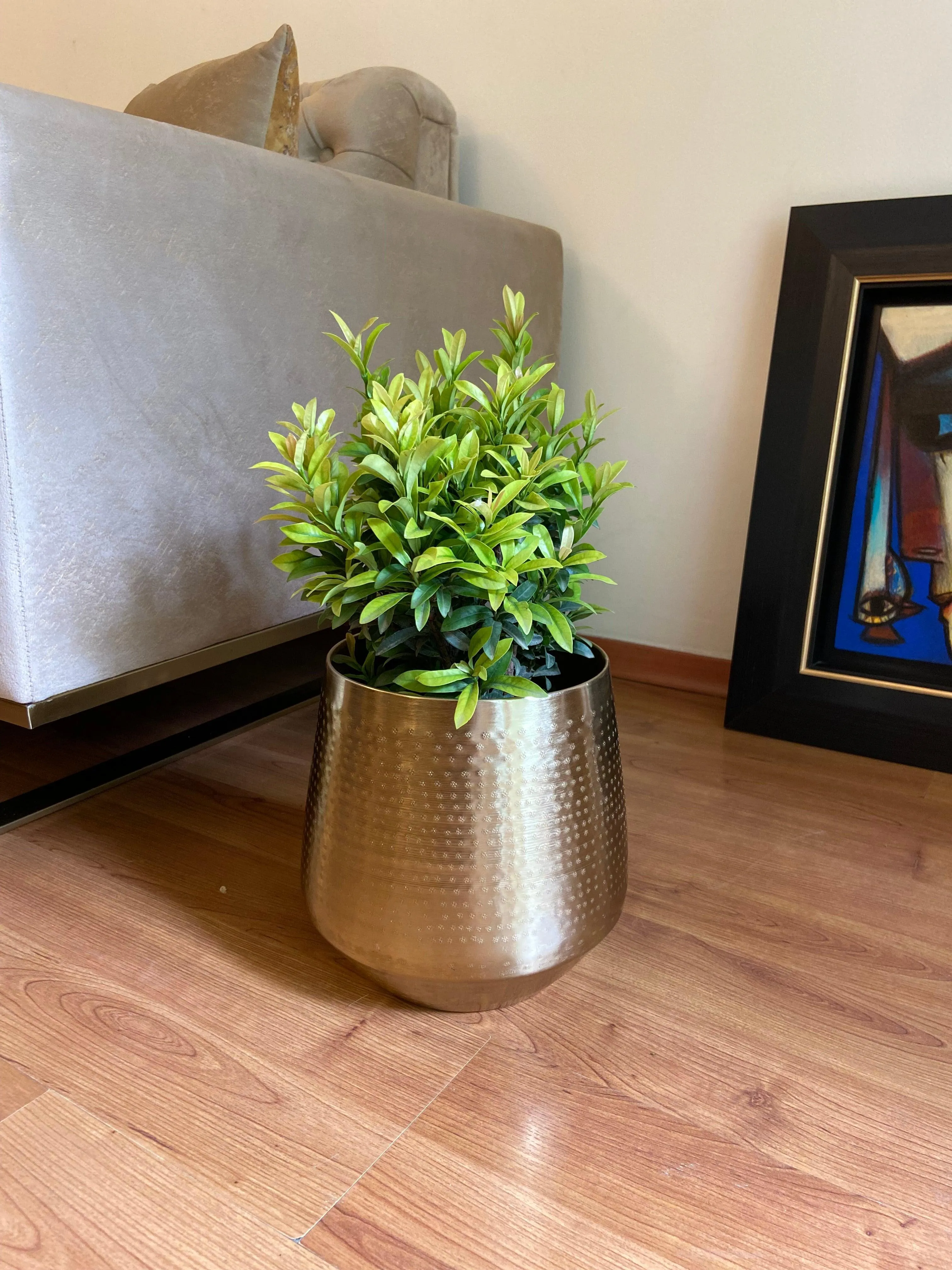 Decorative Golden Metal Stratton Floor Planter | Table Flower Pot For Home Decor