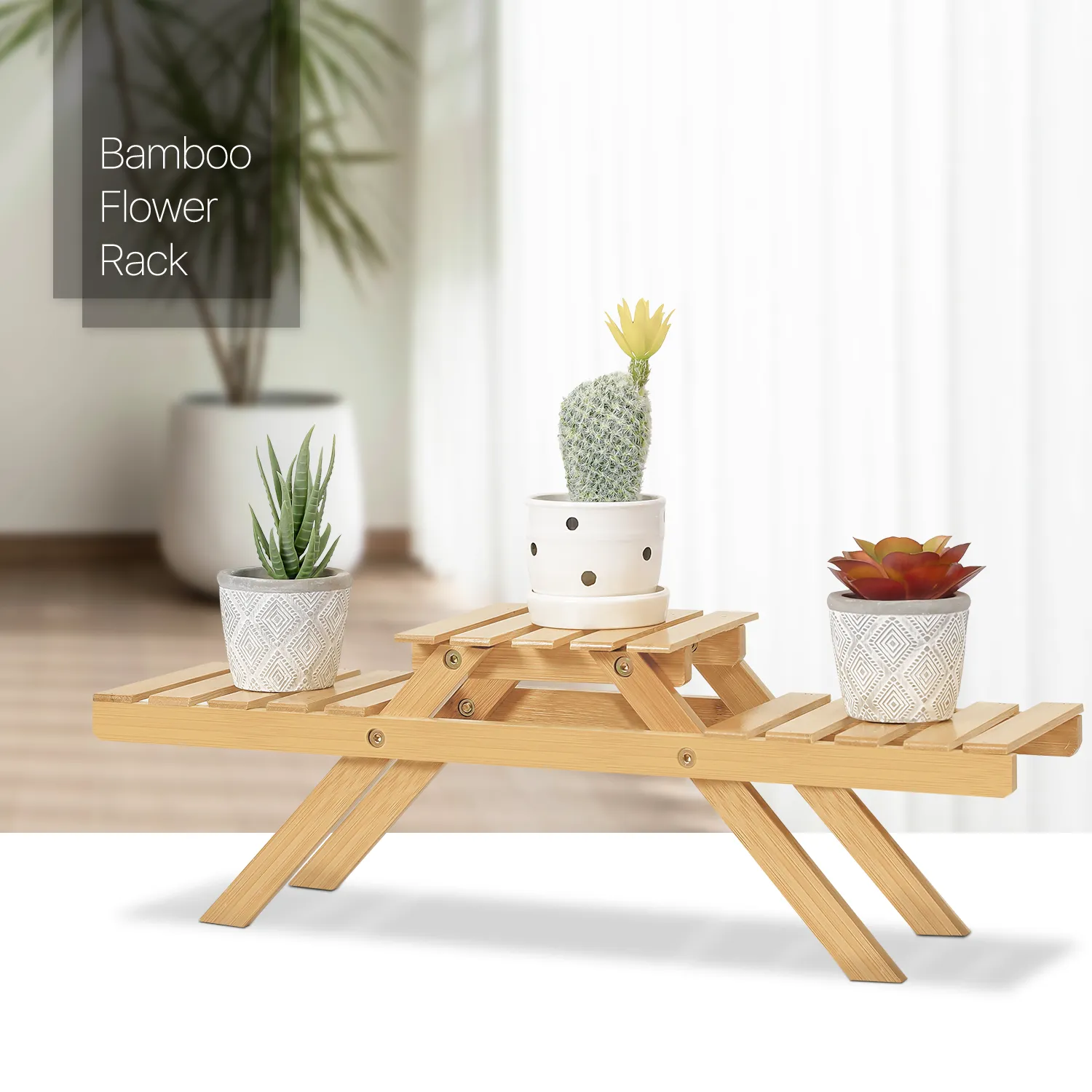 Desktop Plant Stand Display Shelf - 21" - Natural