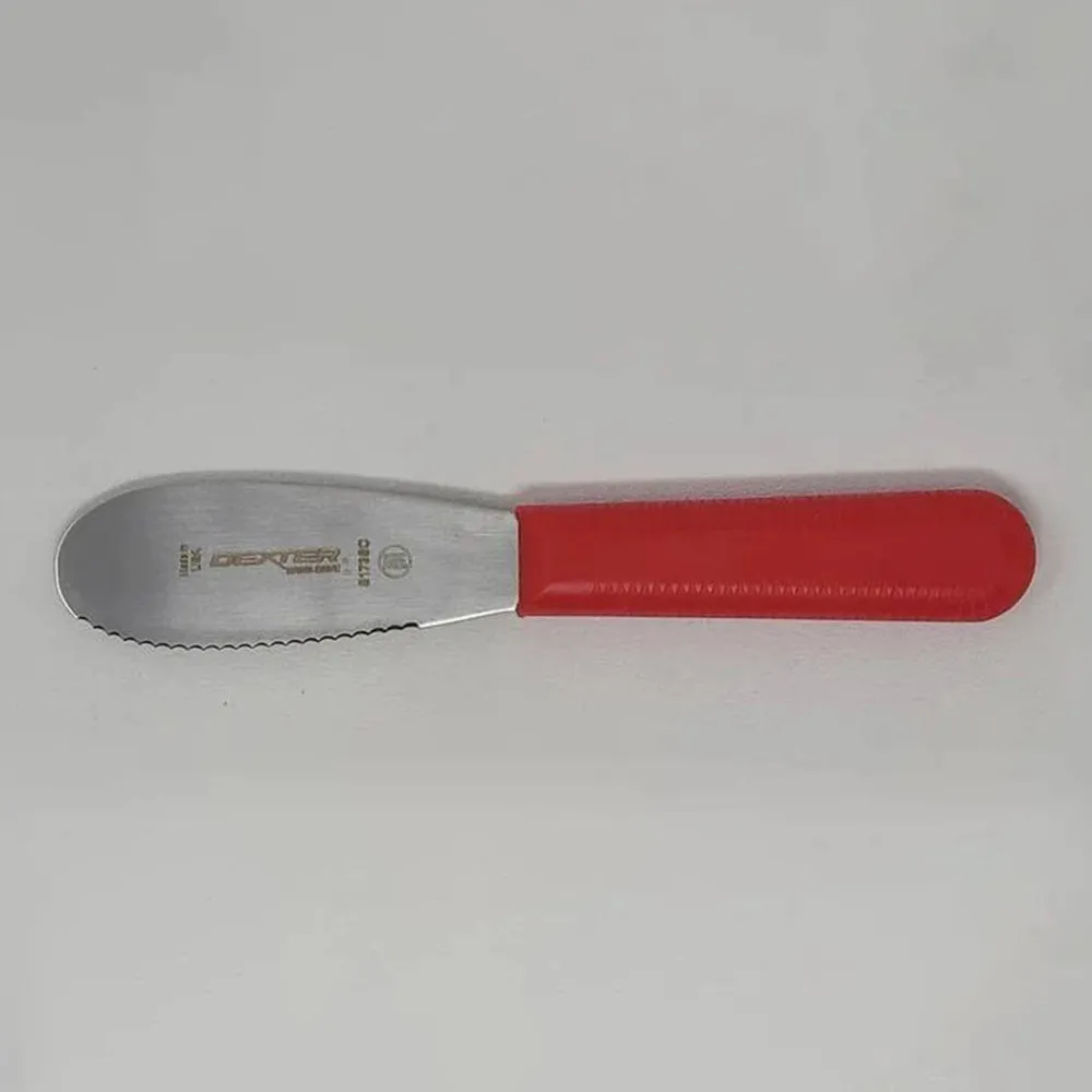 Dexter Russell  S173SCR-PCP Sani-Safe 3 1/2" Scalloped Spreader Red Handle - 18213R