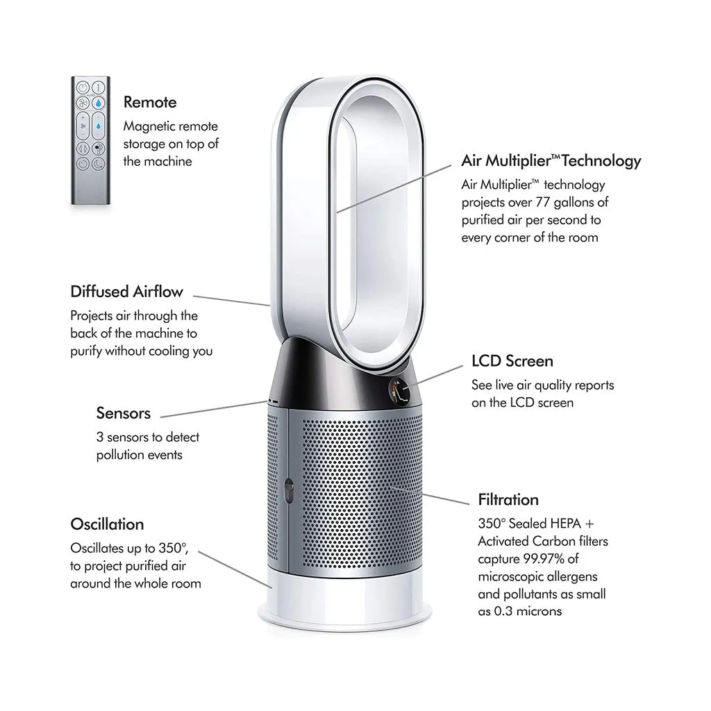 Dyson Pure Hot   Cool HP04 Purifying Heater   Fan, White/Silver