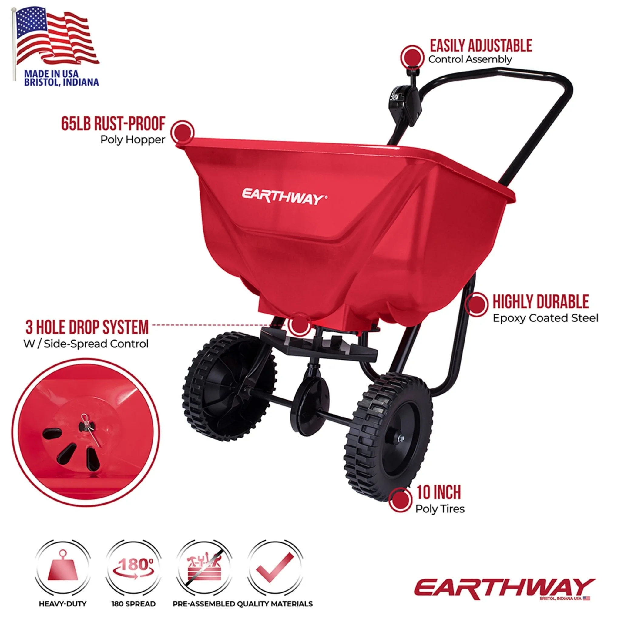 Earthway Residential Broadcast Walk-behind Seed & Fertiliser Spreader 29kg