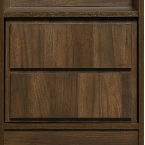 False Drawer Front Nightstand with Woodgrain Details, Brown By Casagear Home