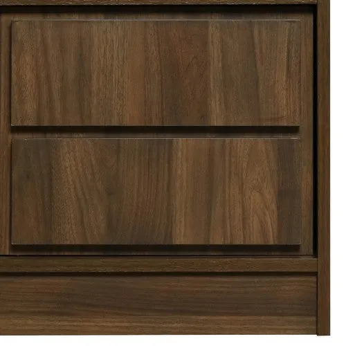 False Drawer Front Nightstand with Woodgrain Details, Brown By Casagear Home