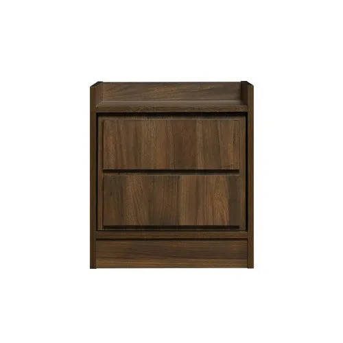 False Drawer Front Nightstand with Woodgrain Details, Brown By Casagear Home
