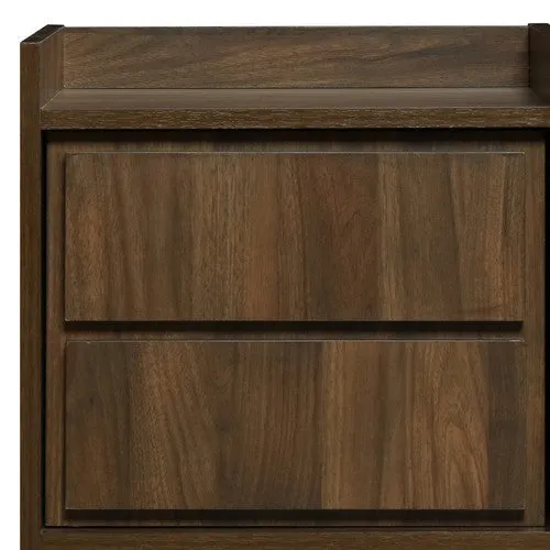 False Drawer Front Nightstand with Woodgrain Details, Brown By Casagear Home