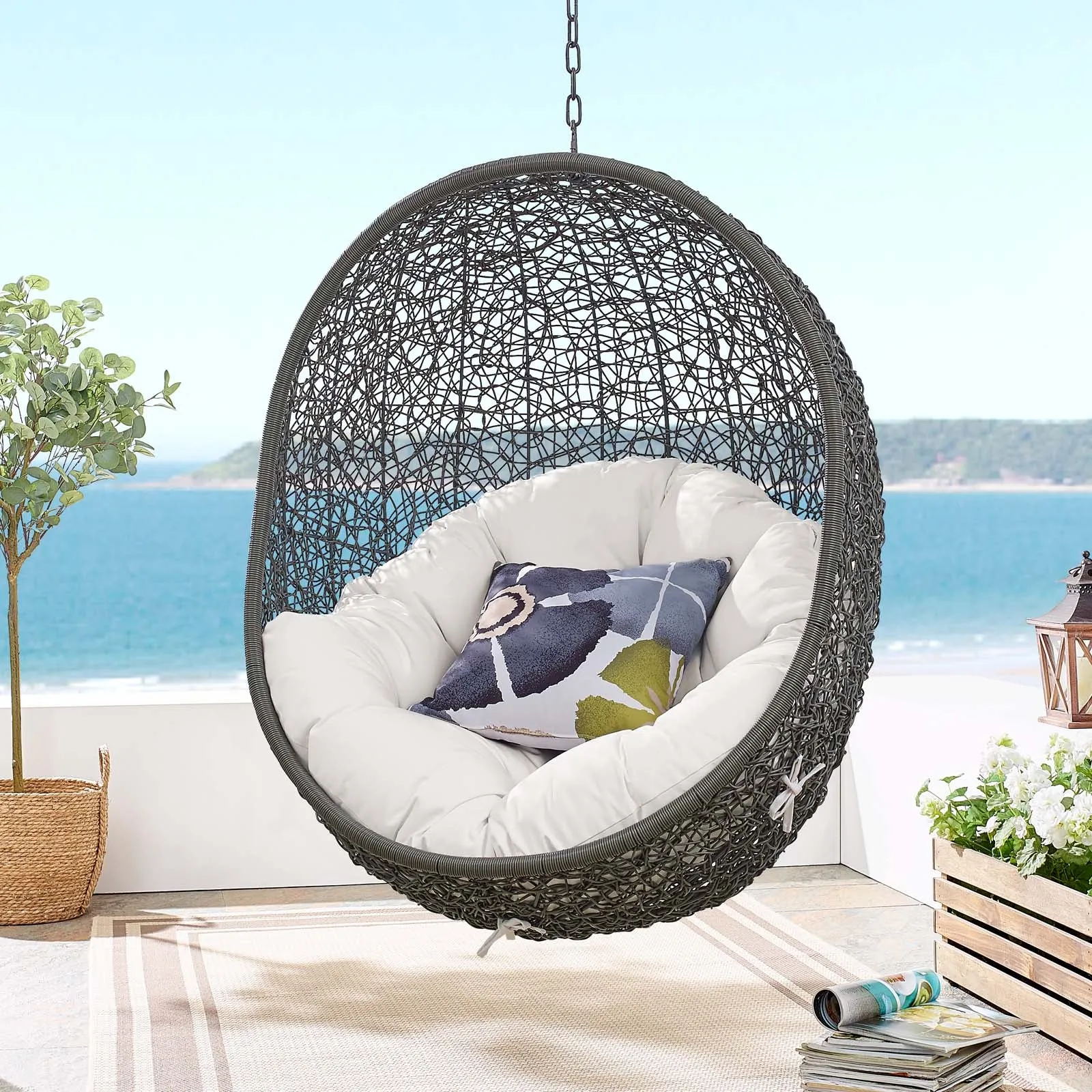 Hide Sunbrella Fabric Swing Outdoor Patio Lounge Chair Without Stand