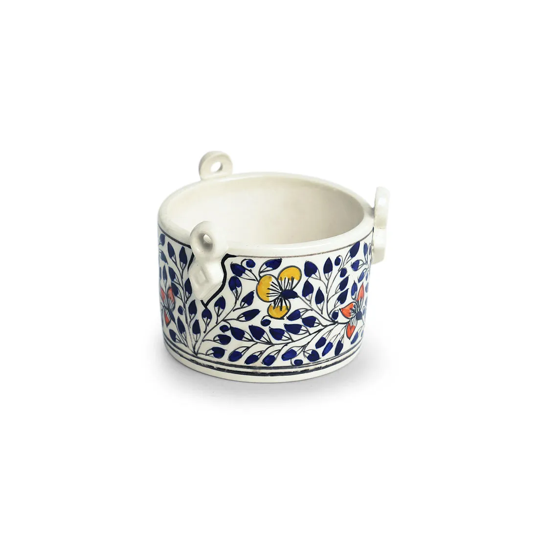'Indigo Vines' Handpainted Ceramic Table Planter Pot
